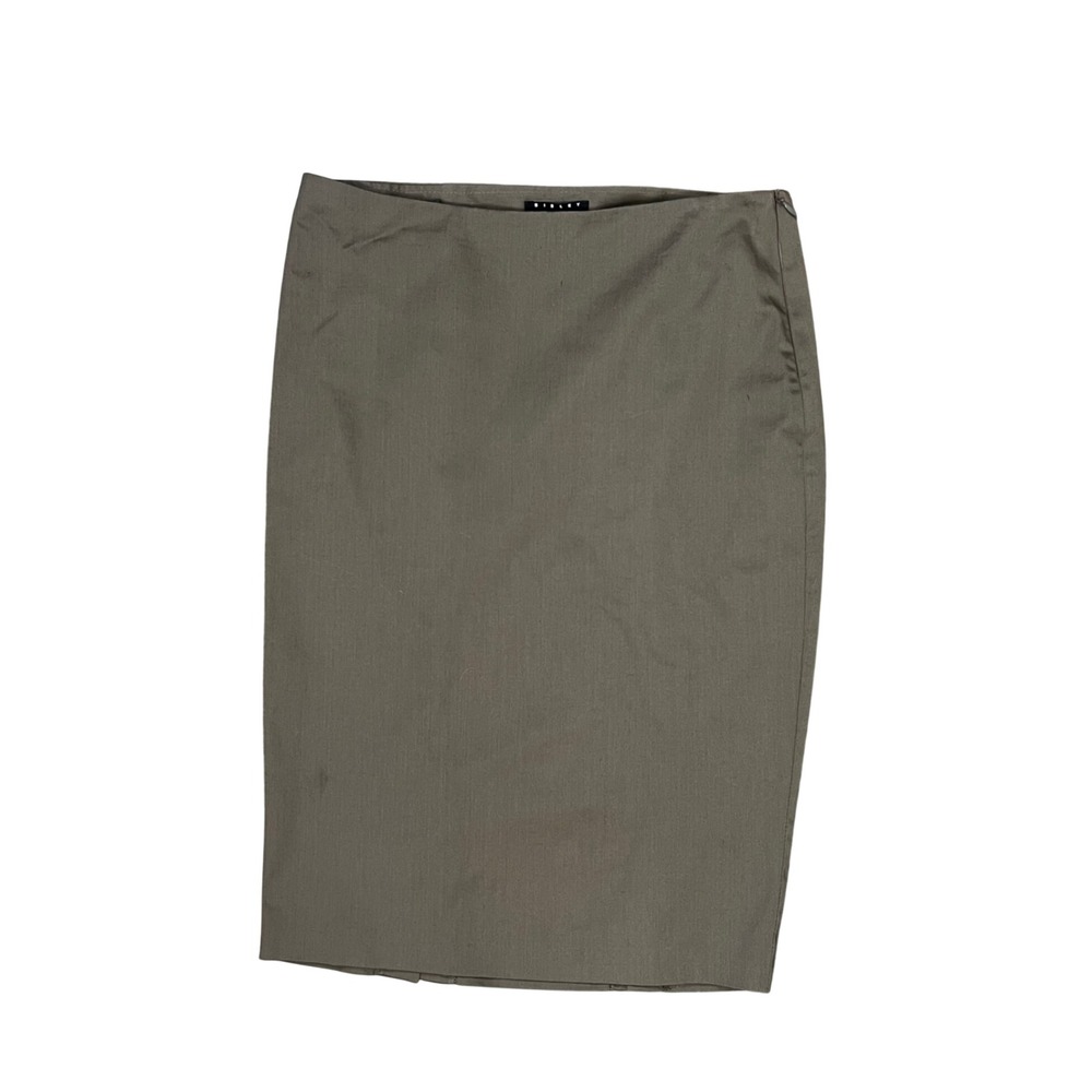 Sisley Olive Green‎ Cotton Blend Pencil Skirt Side Zip Back Vent Size 40 NWT